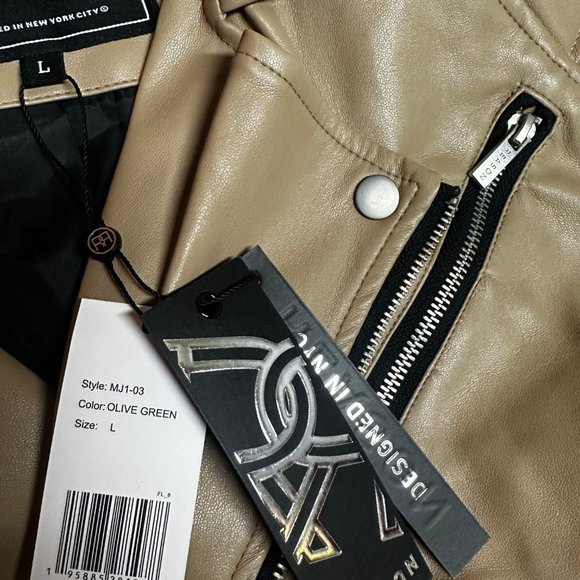 Reason Mens faux Leather Zipper Pocket Classic Motorcycle Jacket - Picture 4 of 4